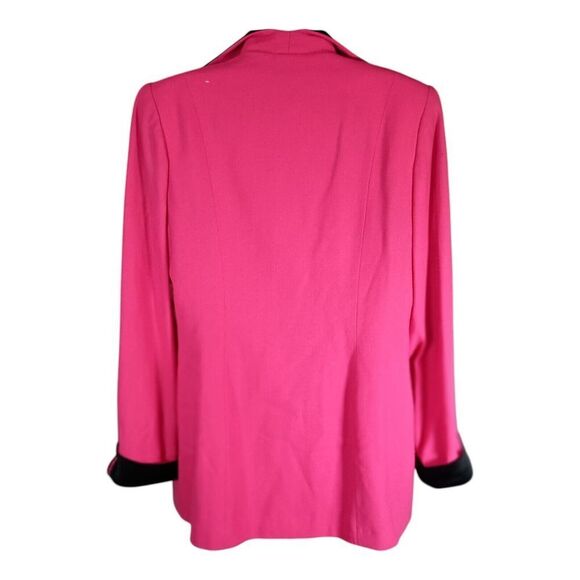 Christian Dior 100% Wool Blazer Jacket Hot Pink Fuchsia Black Collar Women's 12 - Picture 3 of 5